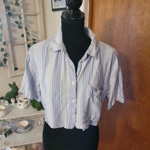 🍒5for$10 Kendall and Kylie blue and white cropped top. Sz M